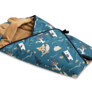 Velvet carry-cot swaddle blanket – CARAMEL BEARS
