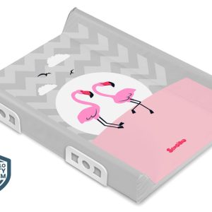 Stiffened Changing Pad with Safety System– FLAMINGOS GREY 70 cm