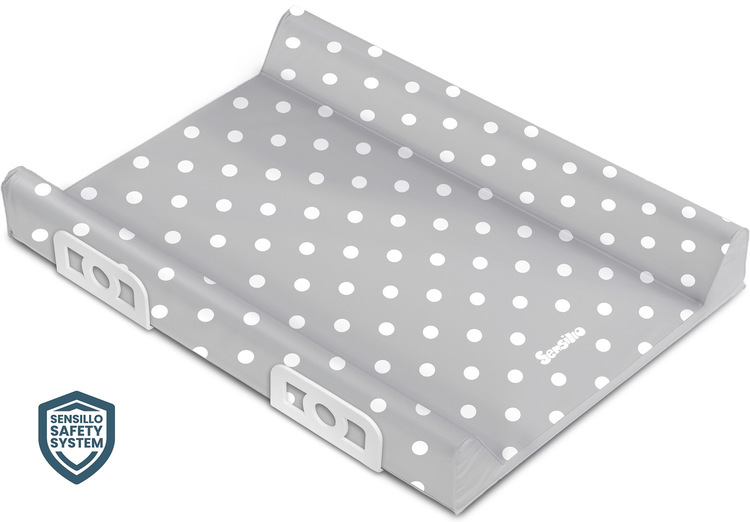 Stiffened Changing Pad with Safety System– PATTERNS DOTS GREY 70 cm