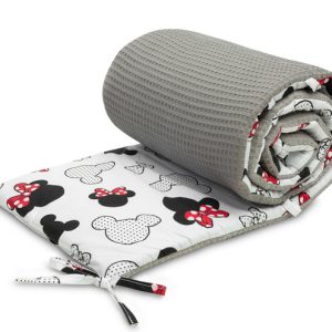 COT BUMPER WAFFLE MICE GRAY