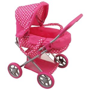 34230 DEEP TROLLEY FOR DOLLS - PINK DOTS