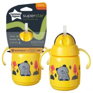 478313 SUPERSTAR MUG WITH STRAW 300ML 6+ YELLOW