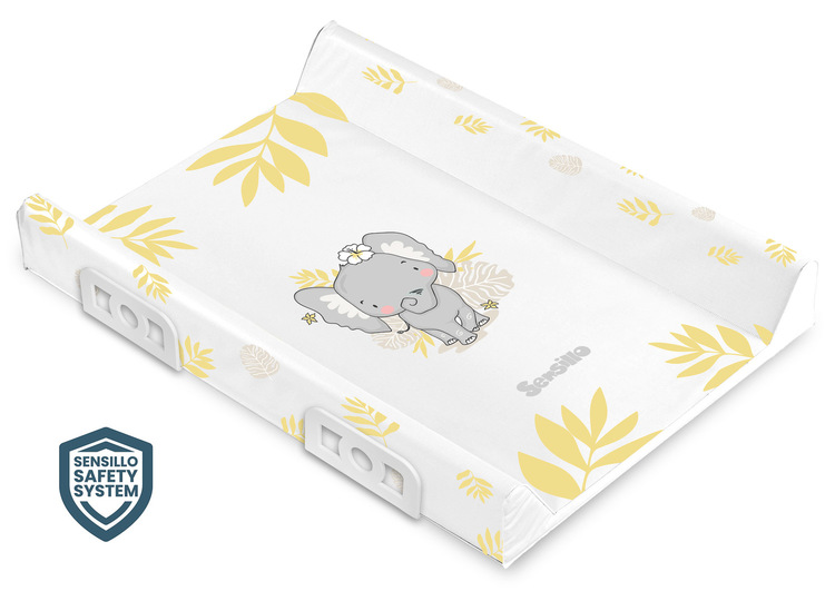 Stiffened Changing Pad WITH SAFETY SYSTEM - SAFARI ELEPHANT 70 cm