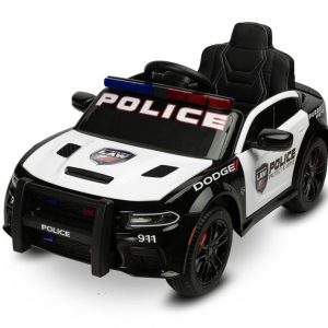 BATTERY RIDE-ON VEHICLE DODGE CHARGER POLICE WHITE
