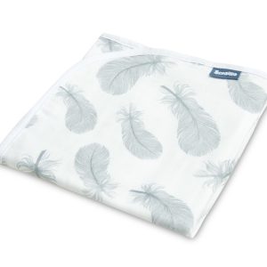 MUSLIN BLANKET FEATHERS / WHITE 80x100cm