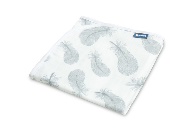 MUSLIN BLANKET FEATHERS / WHITE 80x100cm
