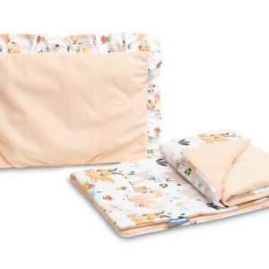 VELVET TROLLEY SET WITH FLOUNCE PICNIC PEACH