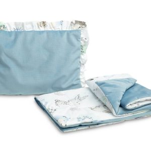 VELVET TROLLEY SET WITH FLOUNCE STROLL BLUE