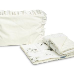 VELVET TROLLEY SET WITH FLOUNCE OLIVE CREAMY