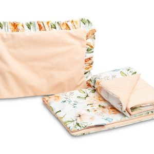 VELVET TROLLEY SET WITH FLOUNCE PEONY PEACH