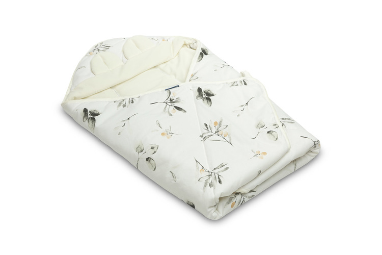 VELVET CARRY-COT SWADDLE BLANKET XL OLIVE CREAMY