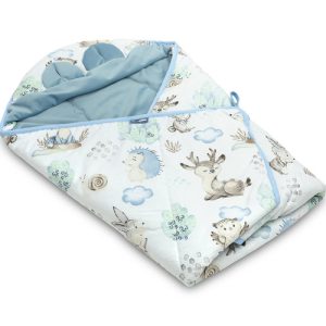 VELVET CARRY-COT SWADDLE BLANKET XL STROLL BLUE