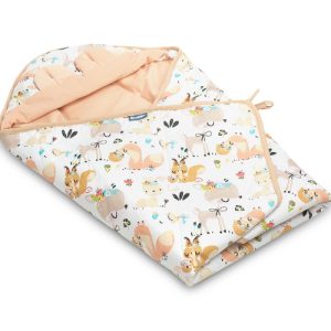 VELVET CARRY-COT SWADDLE BLANKET XL PICNIC PEACH