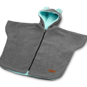 CAR SEAT PONCHO GREY MELANGE / TURQUOISE