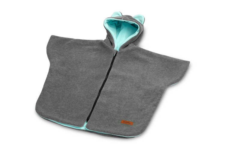 CAR SEAT PONCHO GREY MELANGE / TURQUOISE