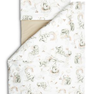 TWO ELEMENT BEDDING + BEDSHEET ELEPHANT IN THE CLOUDS 100X135 CM