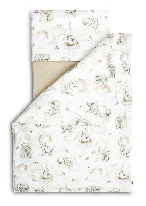 TWO ELEMENT BEDDING + BEDSHEET ELEPHANT IN THE CLOUDS 100X135 CM