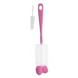 720/02 Brush for bottles and teats with mini brush&sponge tip pink