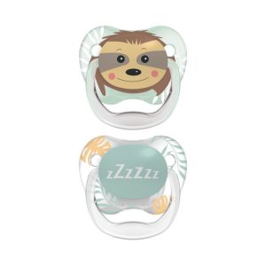 PV22014 PreVent PRINTED SHIELD Pacifier - Stage 2, Girl Animal Faces, 2-Pack