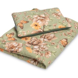 VELVET COT SET SQUARE GREEN