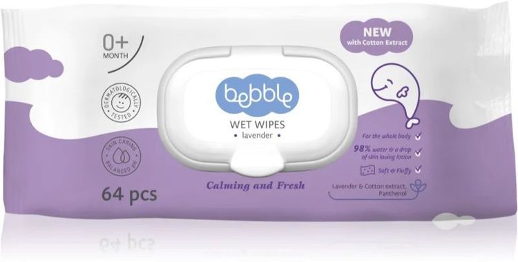 4390 LAVENDER WATER WIPES 64PCS BEBBLE 3016-01-016