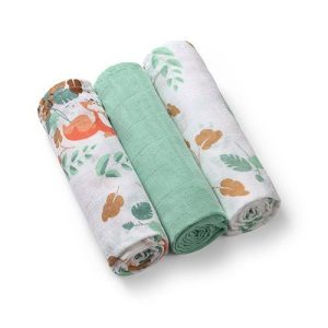 348/12 MUSLIN DIAPERS, 3PCS, GREEN