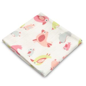 BAMBOO DIAPER - PINK BIRDS 75x75
