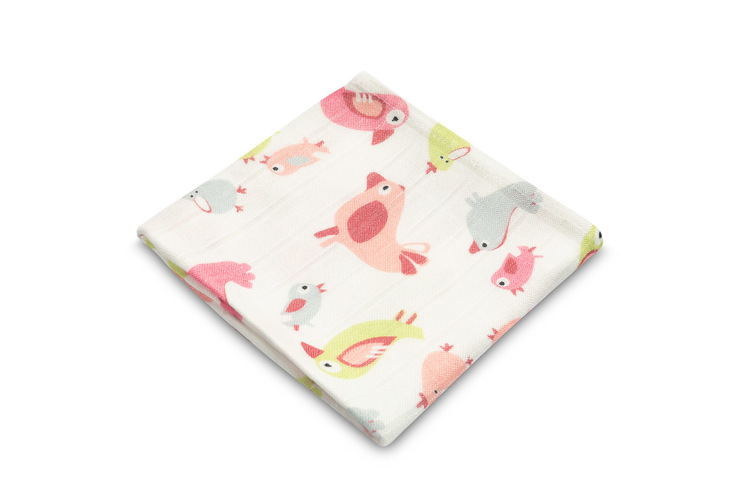 BAMBOO DIAPER - PINK BIRDS 75x75