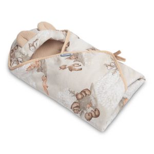 MUSLIN CARRY-COT SWADDLE BLANKET - BROWN COPS