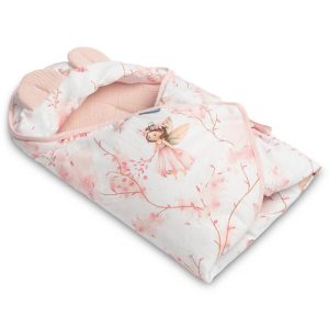 MUSLIN CARRY-COT SWADDLE BLANKET - FAIRY PINK