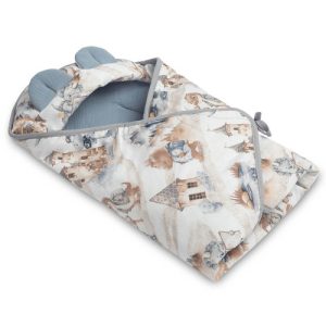 MUSLIN CARRY-COT SWADDLE BLANKET - DRAGONS JEANS