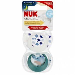 1988 STAR DAY & NIGHT SILICONE pacifier 6-18 2PCS/BOX 539426, 176290