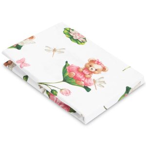 PRINTED BEDSHEET TEDDY IN FLOWERS 60 X 120 CM