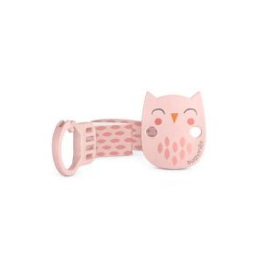 079754 PACIFIER CLIP WITH RIBBON PREMIUM OWL PINK 307822