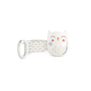 079778 Pacifier CLIP WITH RIBBON PREMIUM OWL BEIGE 307824