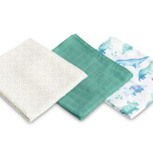 BAMBOO DIAPER 3-PACK DINO GREEN 70X80