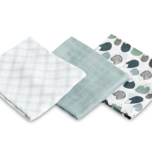 BAMBOO DIAPER 3-PACK HEDGEHOG BLUE 70X80