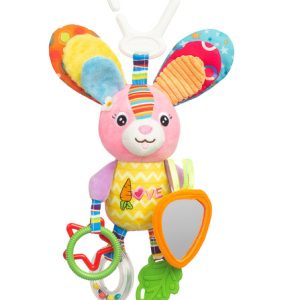 COLORFUL TRAVEL RATTLE BUNNY