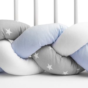 Braided Crib Bumpers 210 cm – stars blue