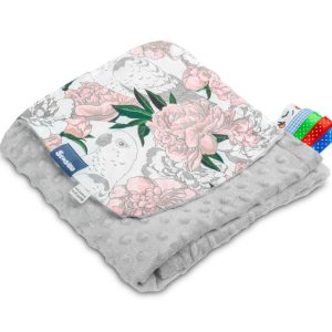 Light Minky Blanket – flowers grey