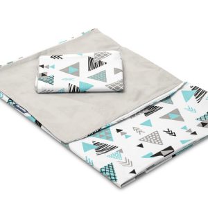 2-pieces 100×135 cm Bed SHEETS – triangles blue