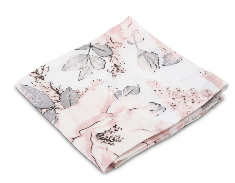 Muslin diaper 70x80 – peonies white