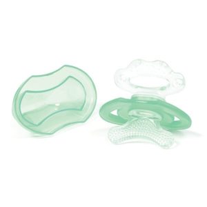 Soft silicone teether green