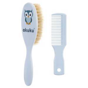 A0457 Brush and comb, natural bristle, overprint owl