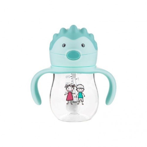 A0033 TRITAN / Non-spill cup 250 ml with weighted straw and dual handle mint