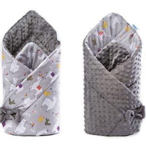 Minky Baby Nest Cone Wrap – llamas grey 75x75